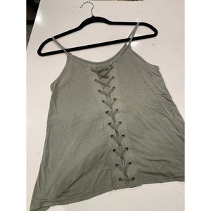 Light green tank top.